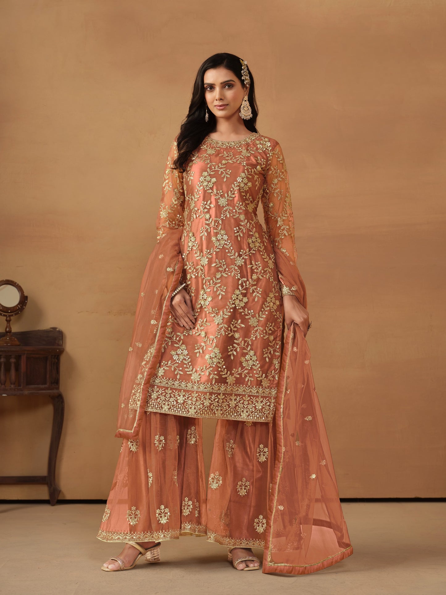 Yasmin Sharara Suit (Burnt Orange)