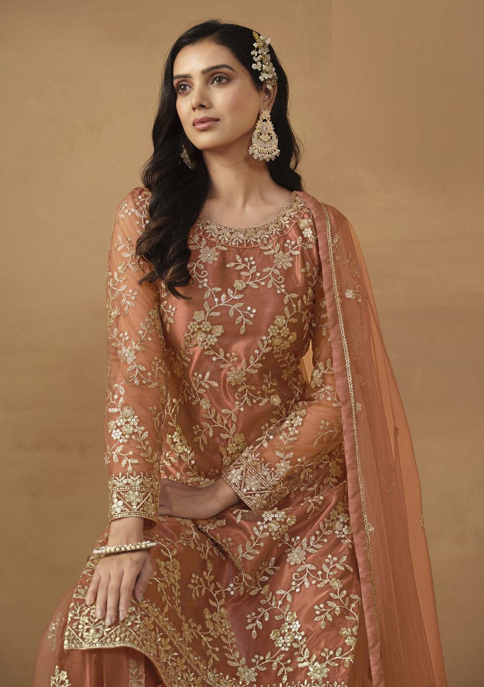 Yasmin Sharara Suit (Burnt Orange)